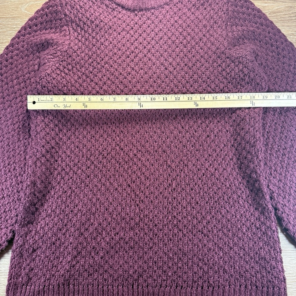 H&M Women's Chunky Knit Mock Neck Sweater Small Burgundy Textured Pullover - Picture 5 of 10